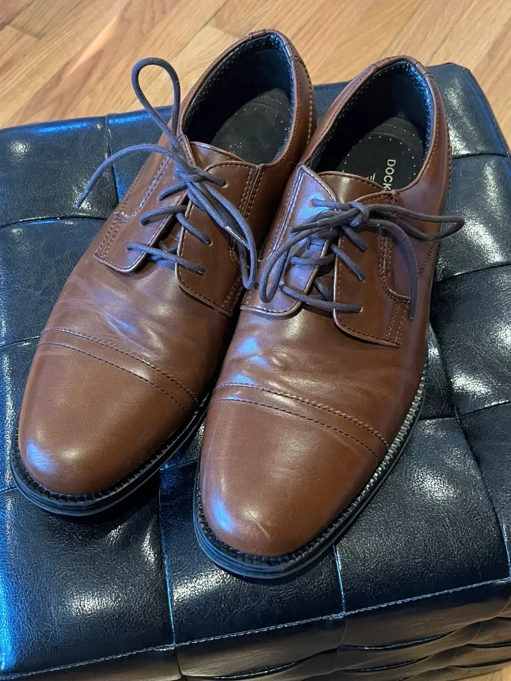 Dockers Brown Leather Cap-Toe Derby Oxfords